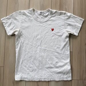 Comme des Garcons PLAY T-Shirt Women Large White Red Heart Logo AZ-T199